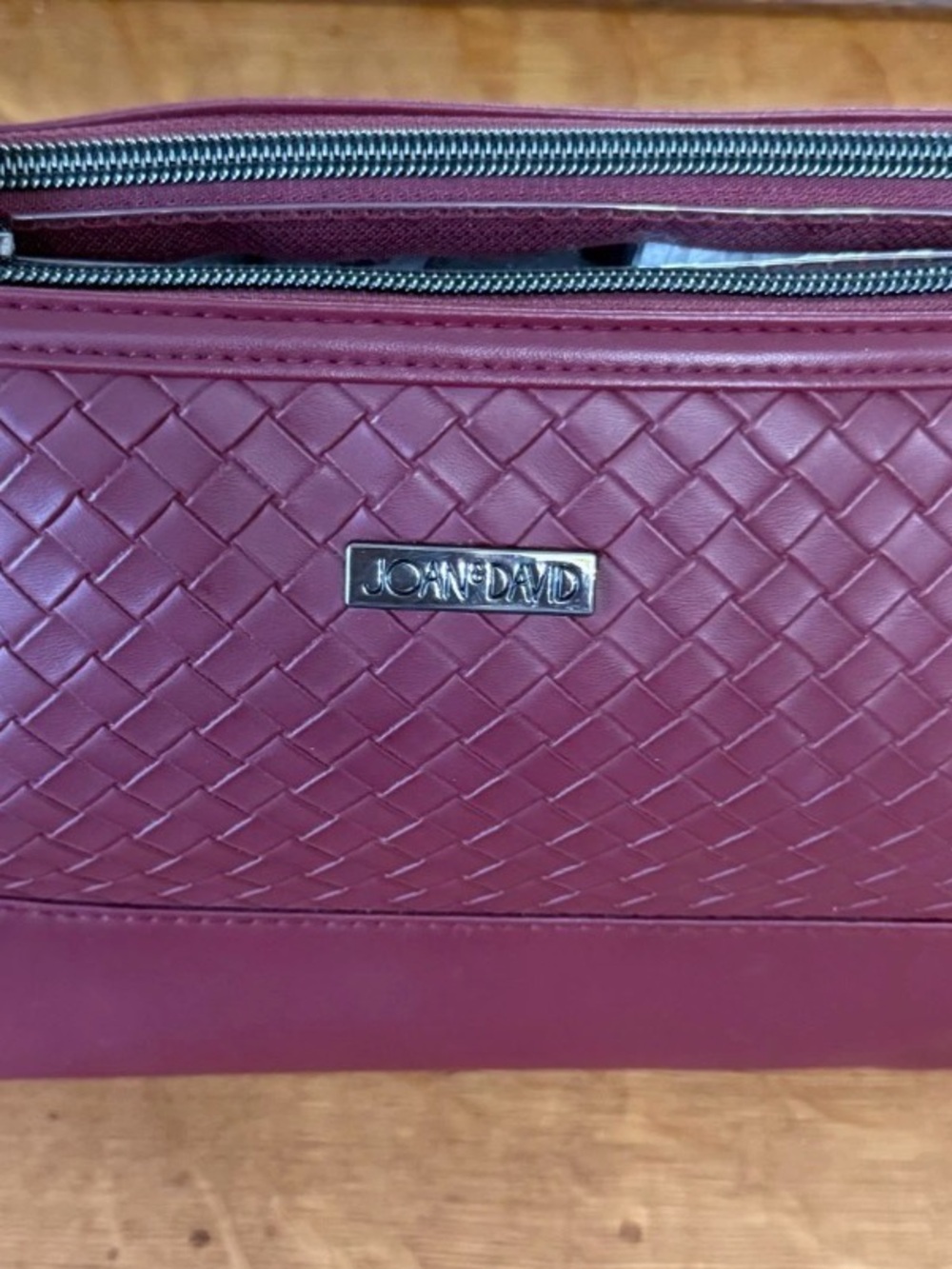 Joan & David Waffle Weave Toiletry Bag Burgundy - Picture 8 of 8